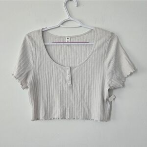BP. Pointelle Rib Crop Top Short Sleeve NWOT